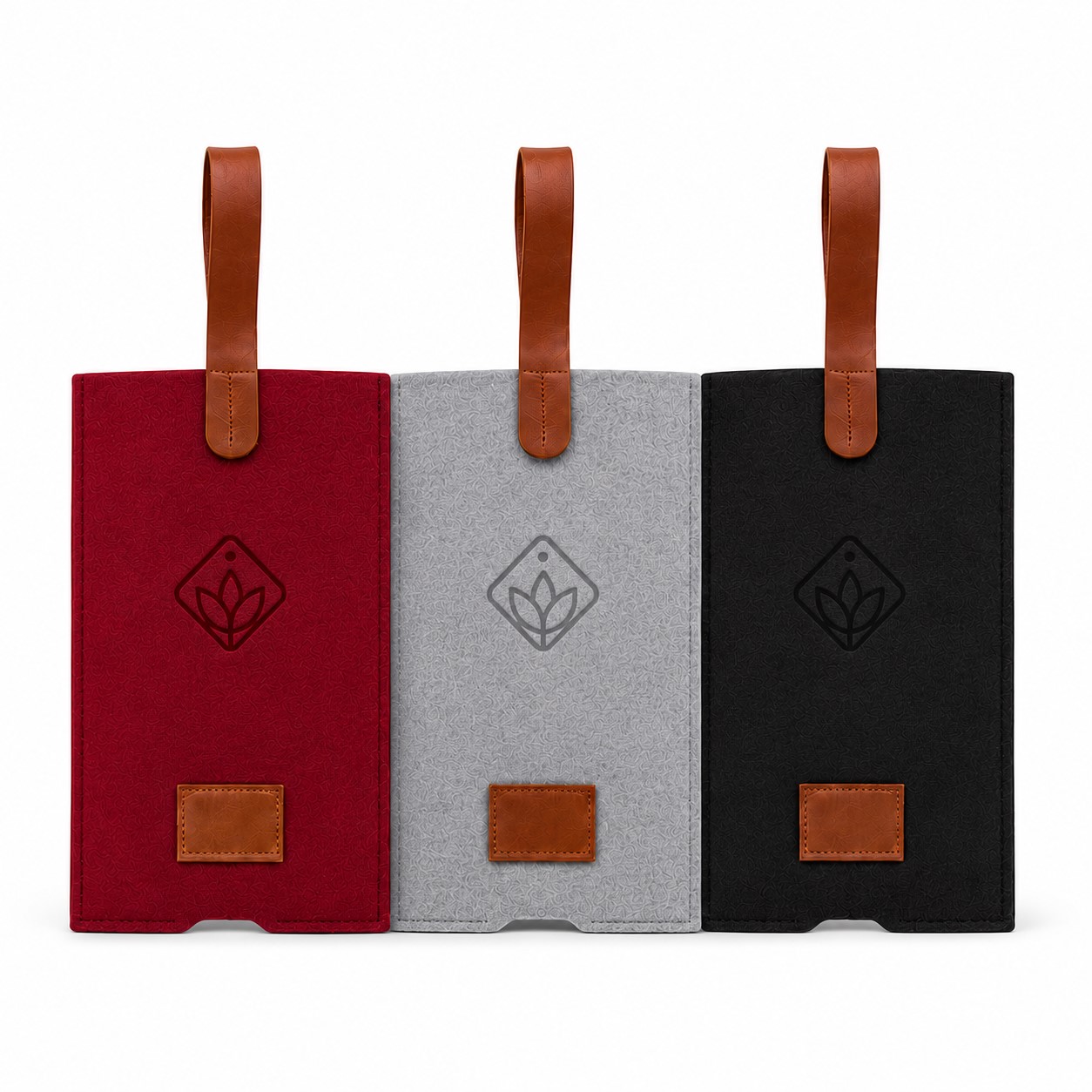 Felt Wine Tote With Stitched Leather Handle