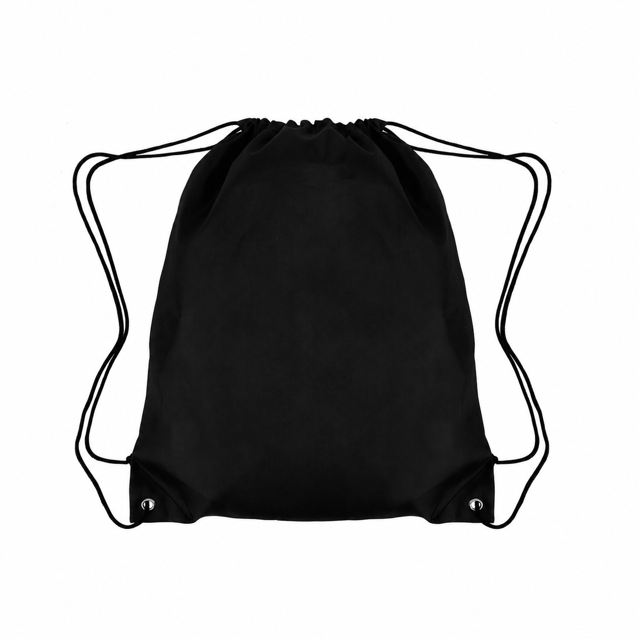 210D Polyester Grommet Detail Drawstring Bag — Black