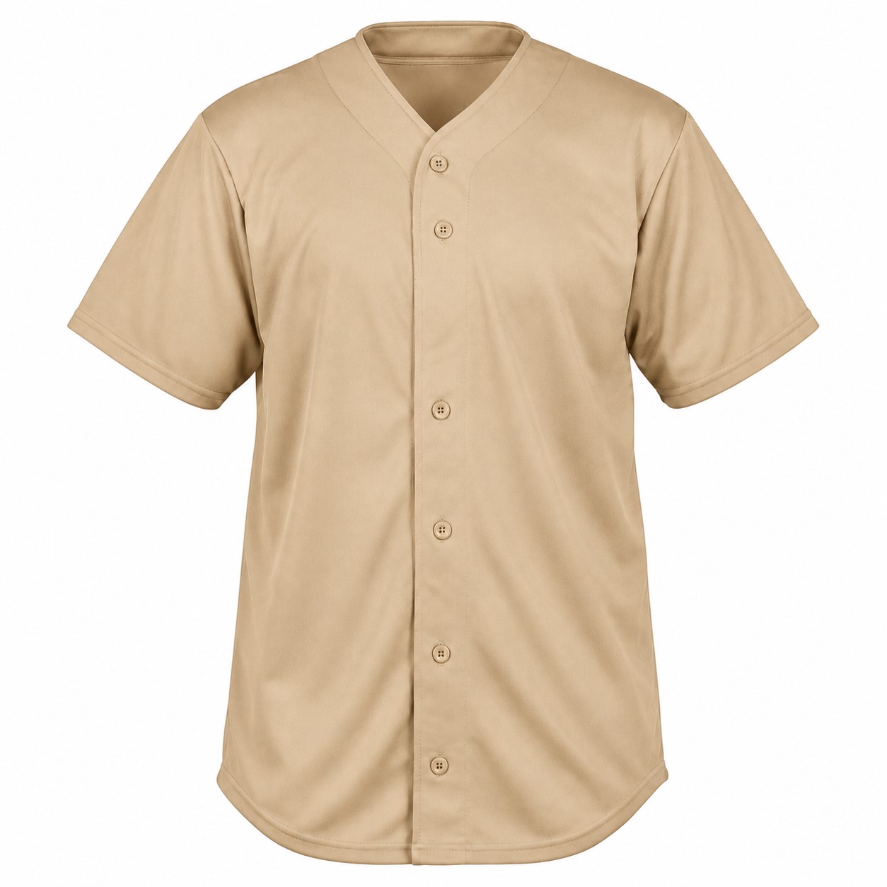 Polyester Full Button Mesh Jersey — Tan Beige
