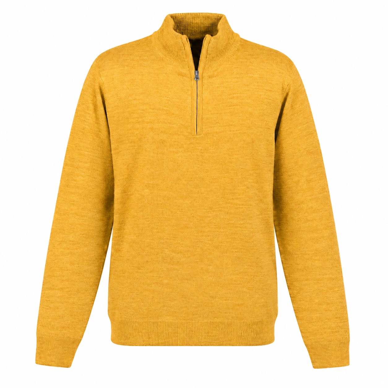 Acrylic Jersey Knit Quarter-Zip Sweater — Gold