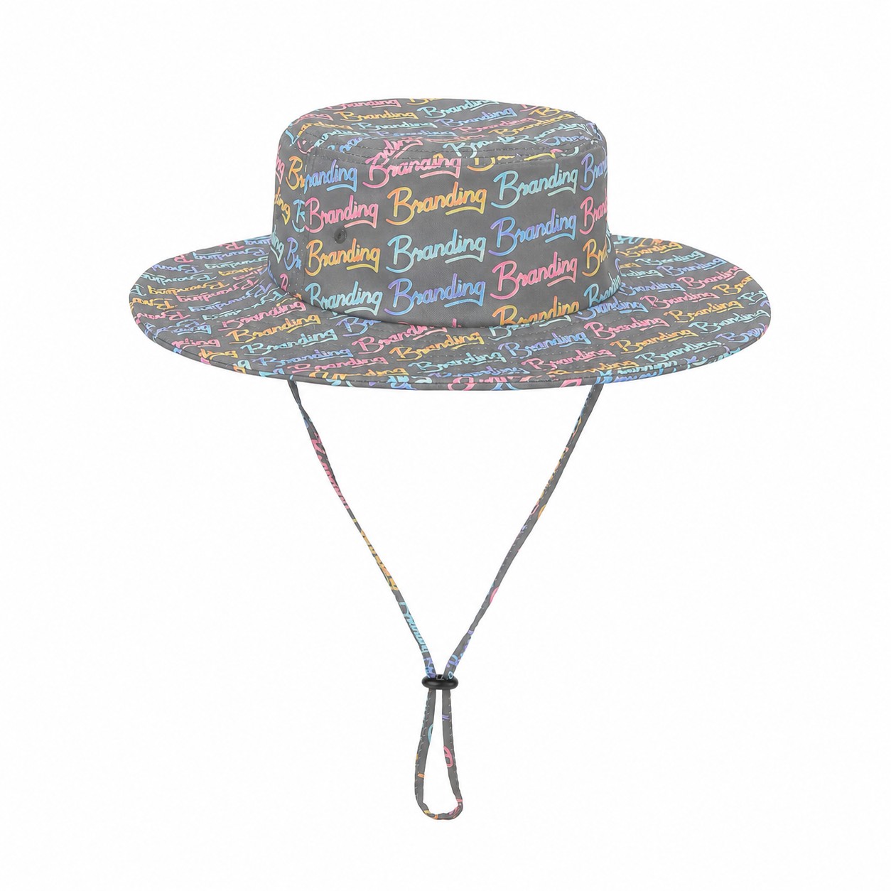 Wide-Brim Polyester Bucket Hat — Gray