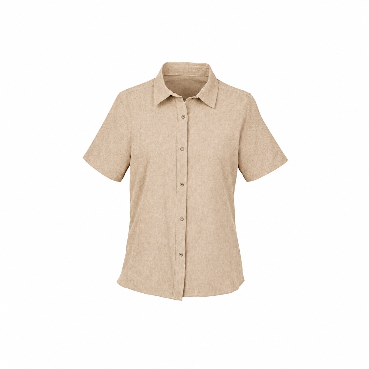Collared Cotton Workwear Shirt — Tan Beige