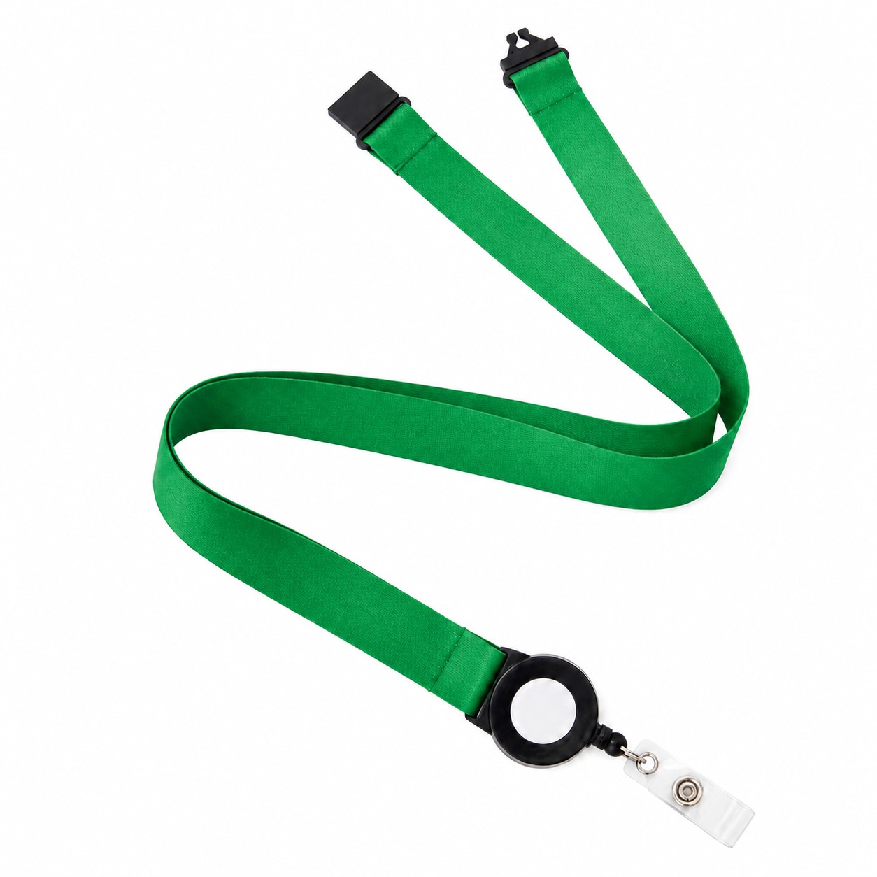 Polyester Lanyard With Retractable Badge Reel — Green