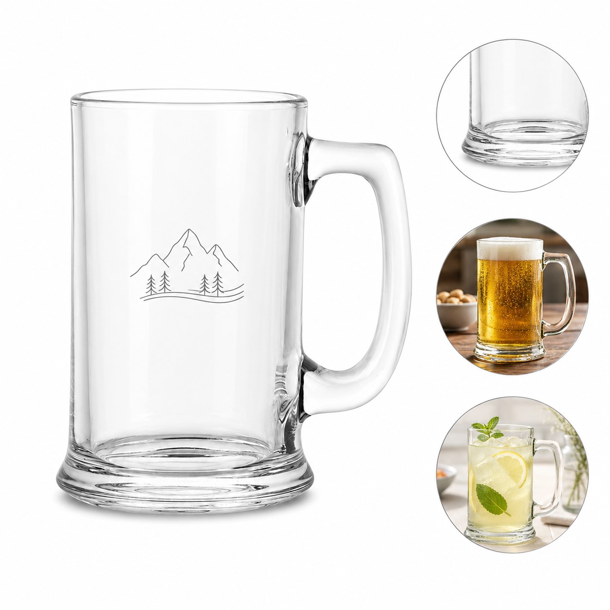 Prominent Base 14 Oz Glass Beer Mug