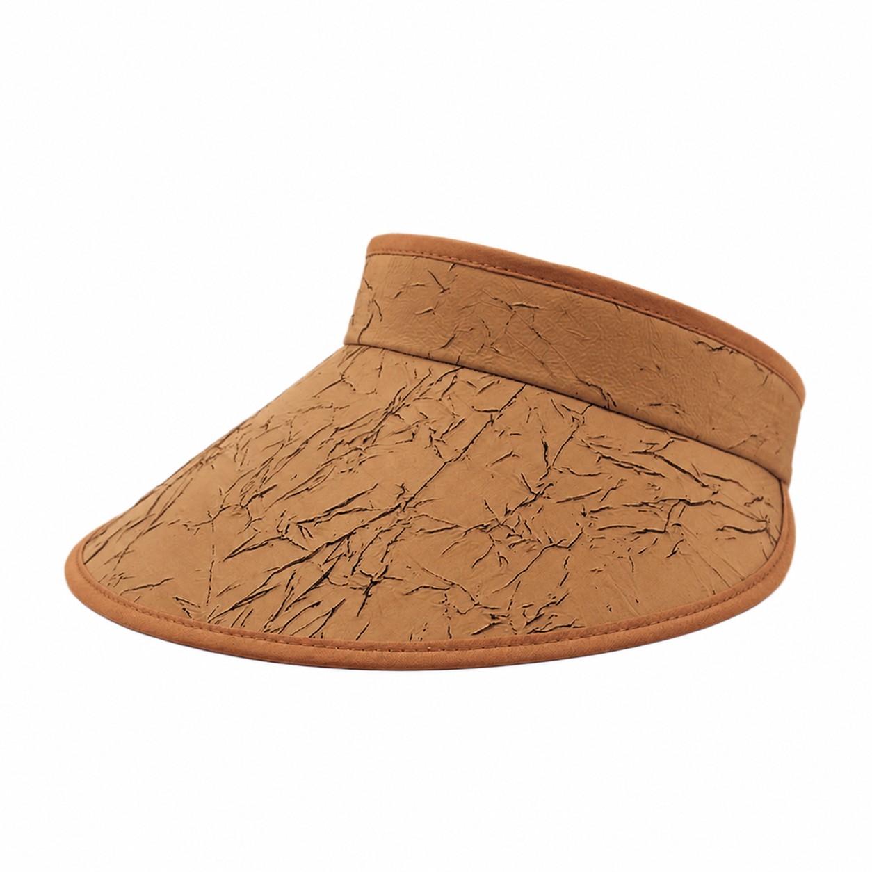 Polyester Foldable Open Crown Visor — Caramel Brown