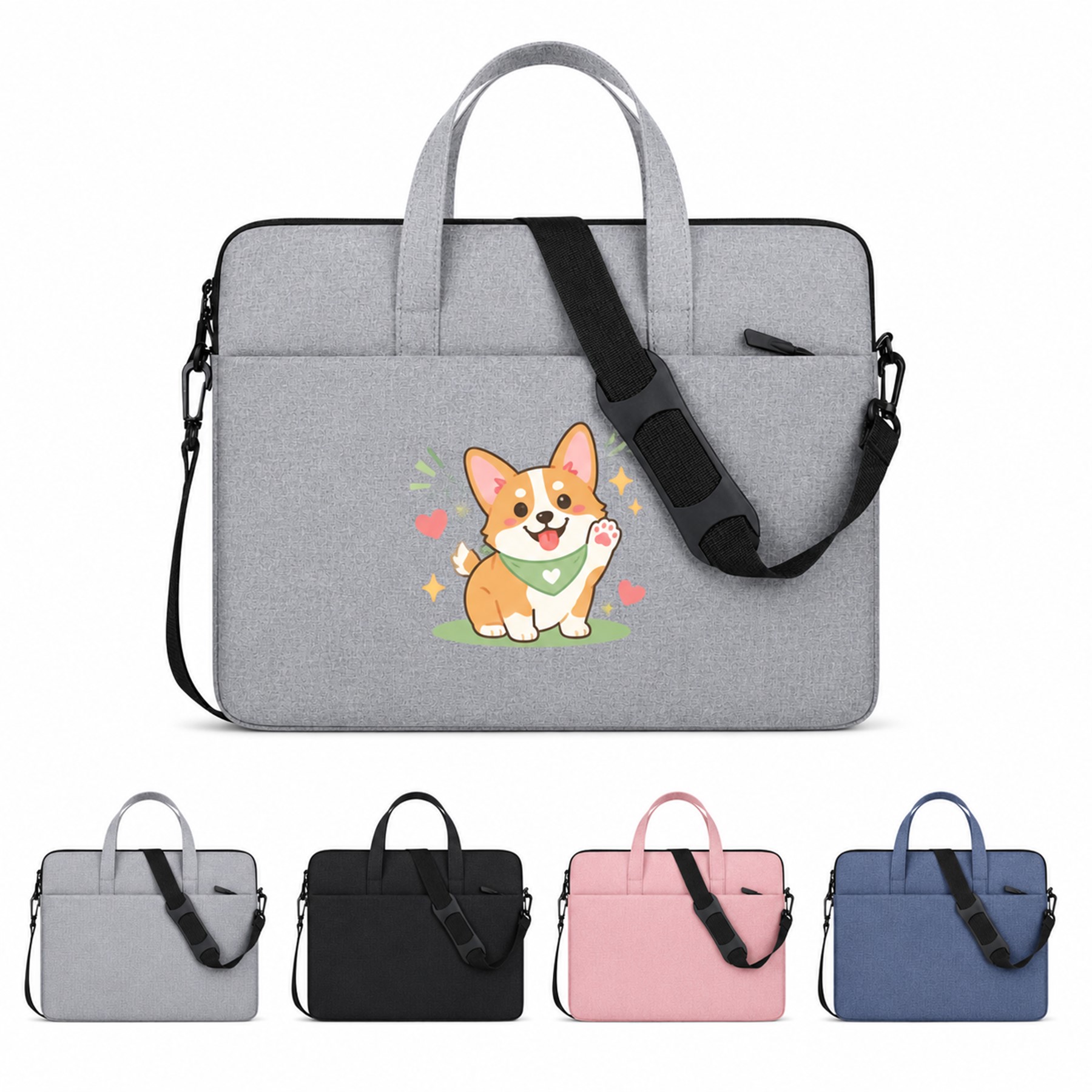 Polyester Laptop Shoulder Bag With Front Pocket