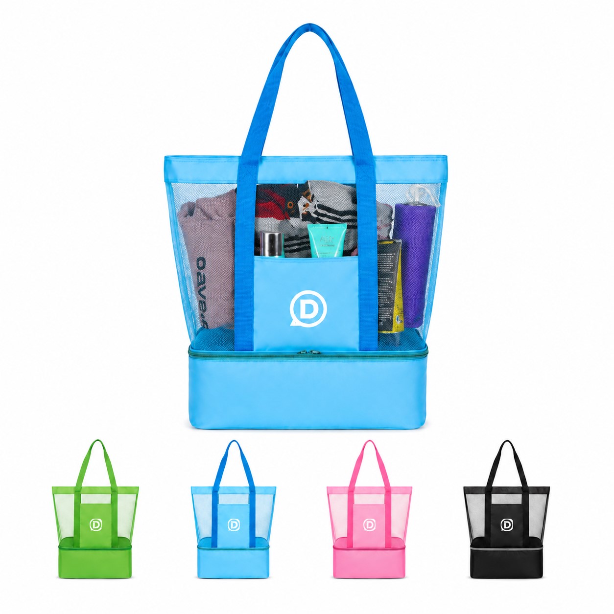 Mesh Insulated Bottom Beach Tote