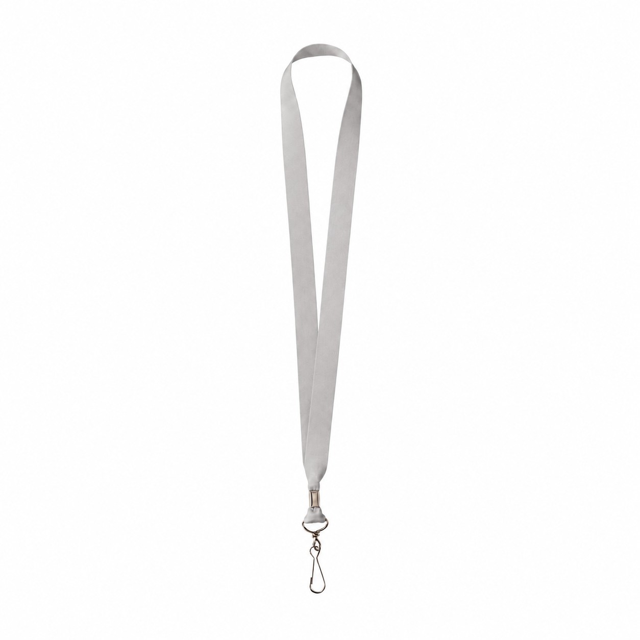 Metal Crimp Polyester Satin Lanyard — Nickel Silver