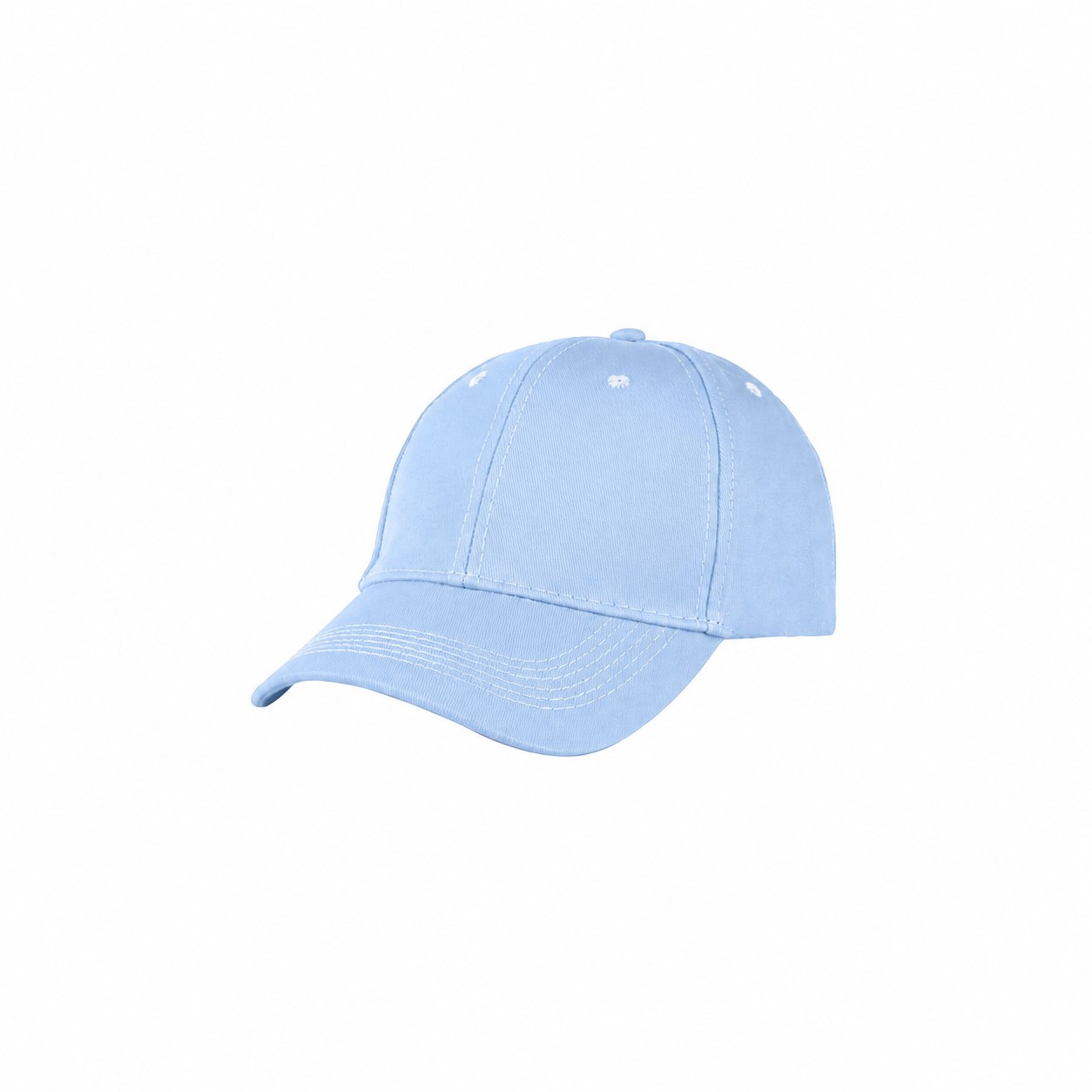 Pre-Curved Cotton Visor Structured Cap — Light Blue