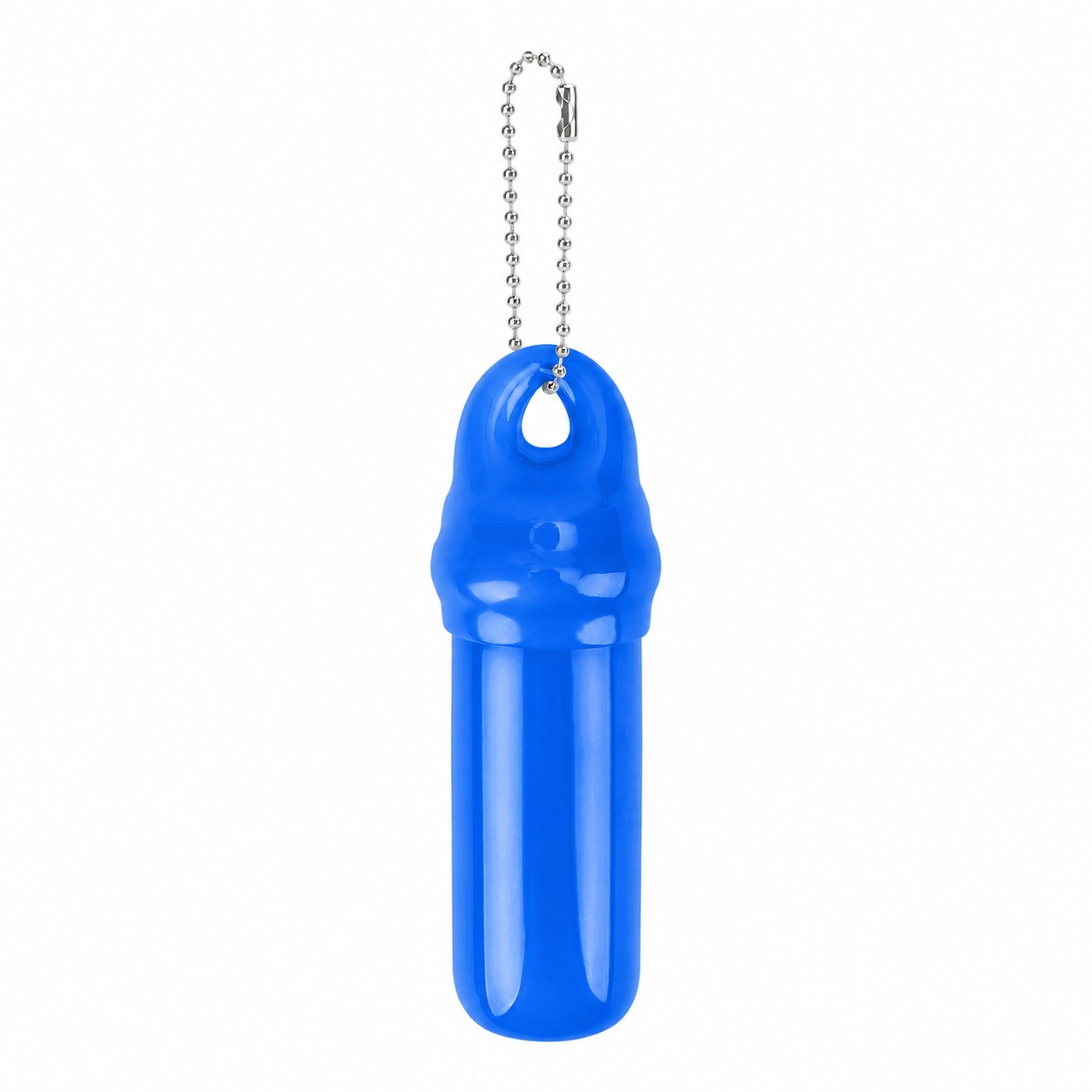 Floating PVC Keytainer With Ball Chain — Blue
