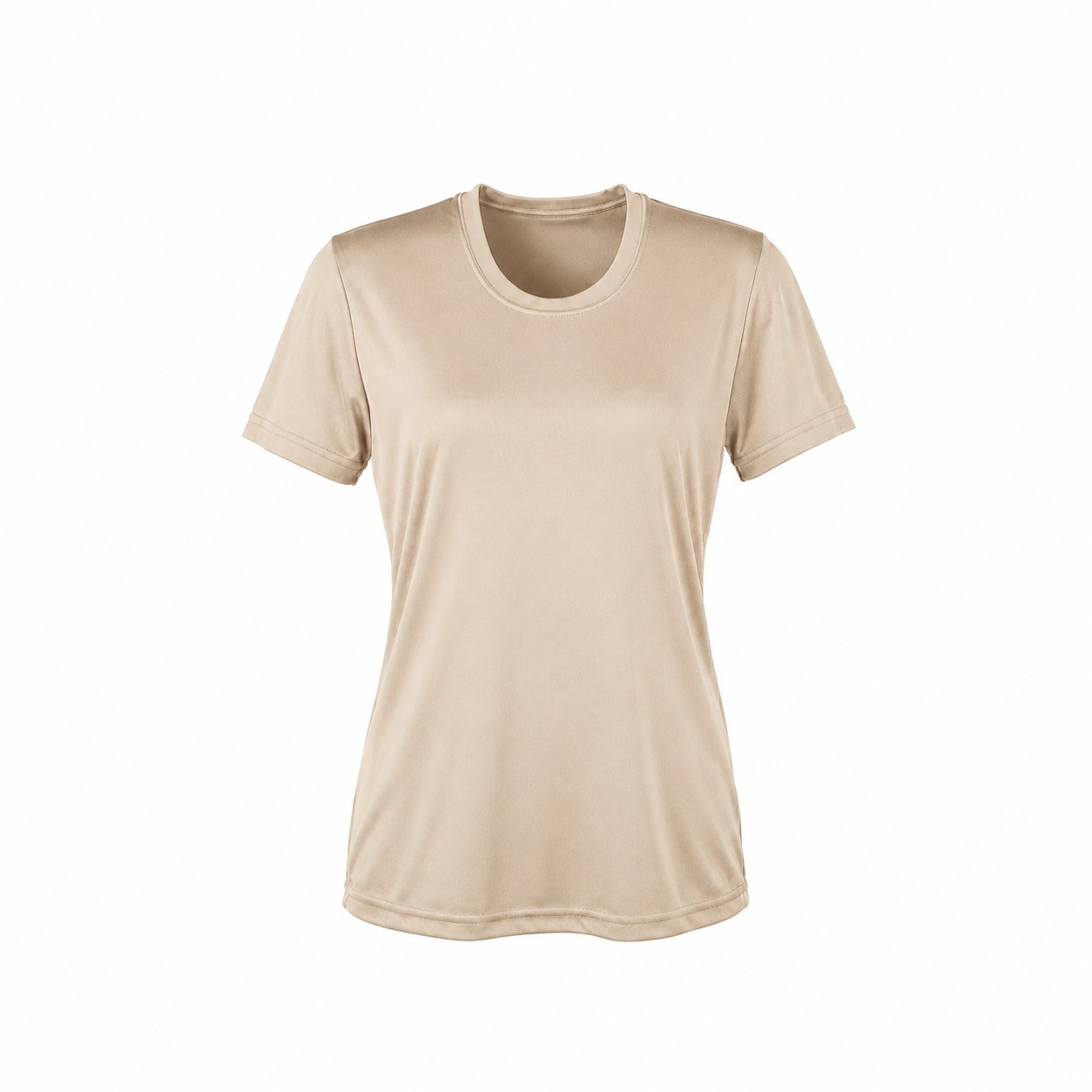 Ladies Polyester Athletic T-Shirt — Tan Beige