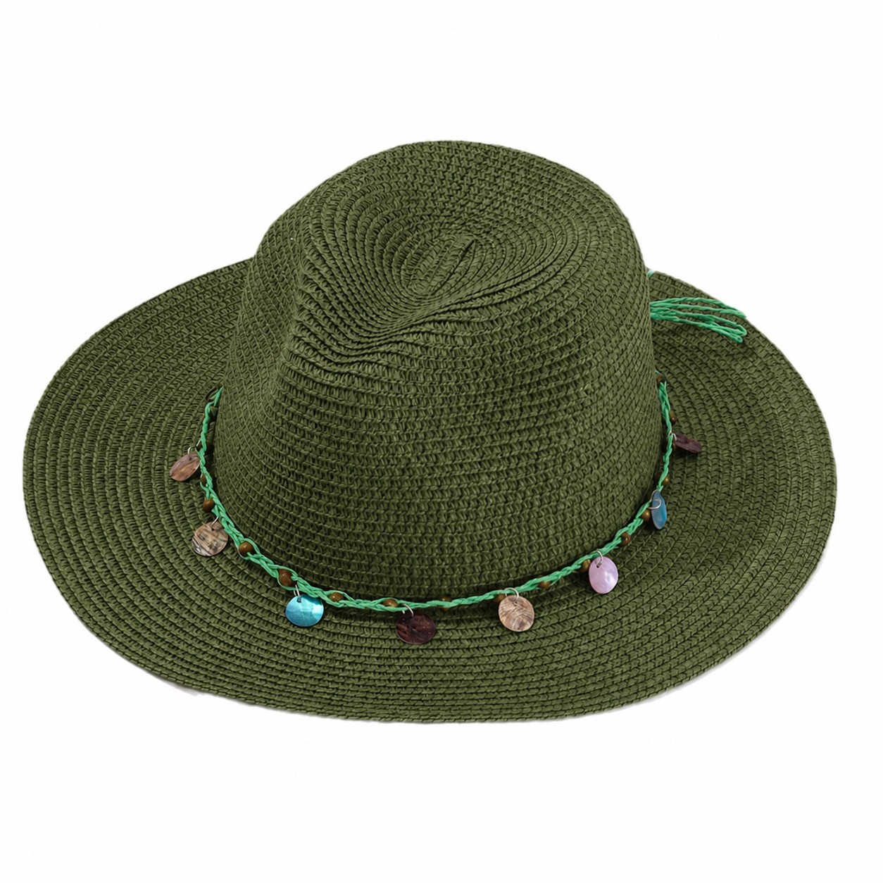 Stone Band Straw Sun Hat — Olive Green