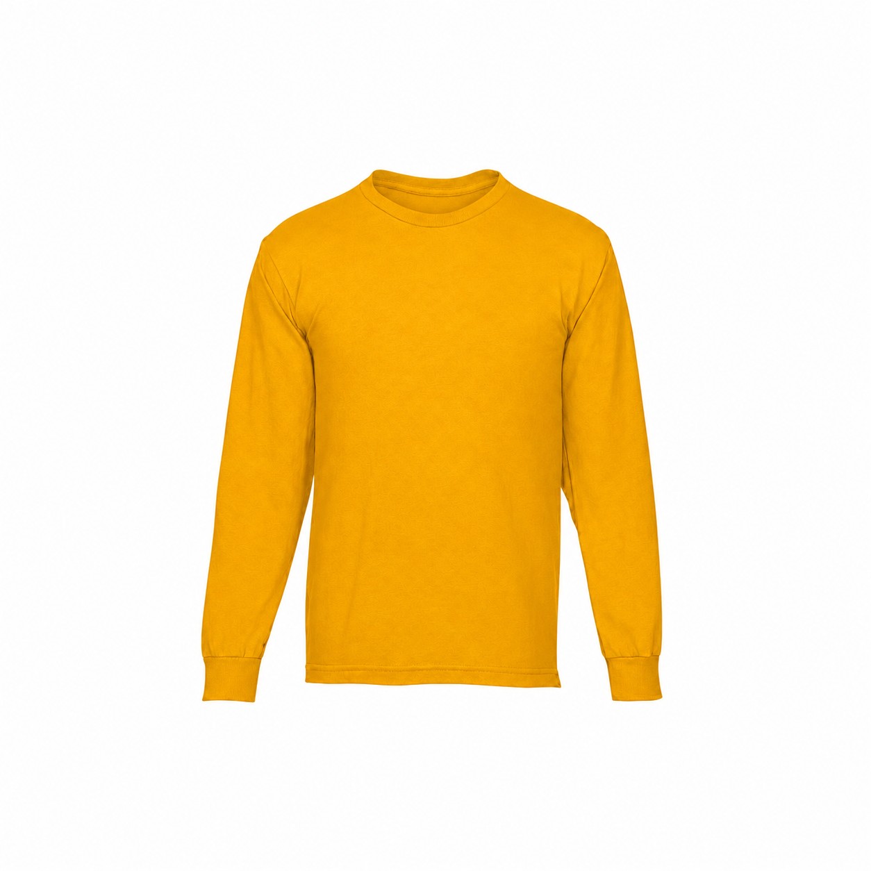 Cotton Long Sleeve T-Shirt With Reinforced Hem — Gold