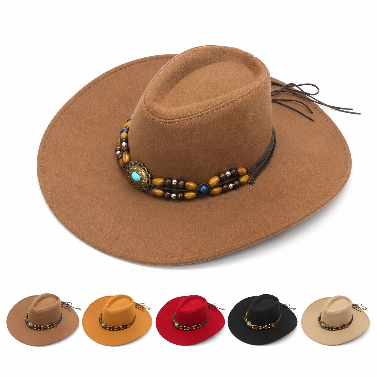 Beaded Polyester Cowboy Sun Hat