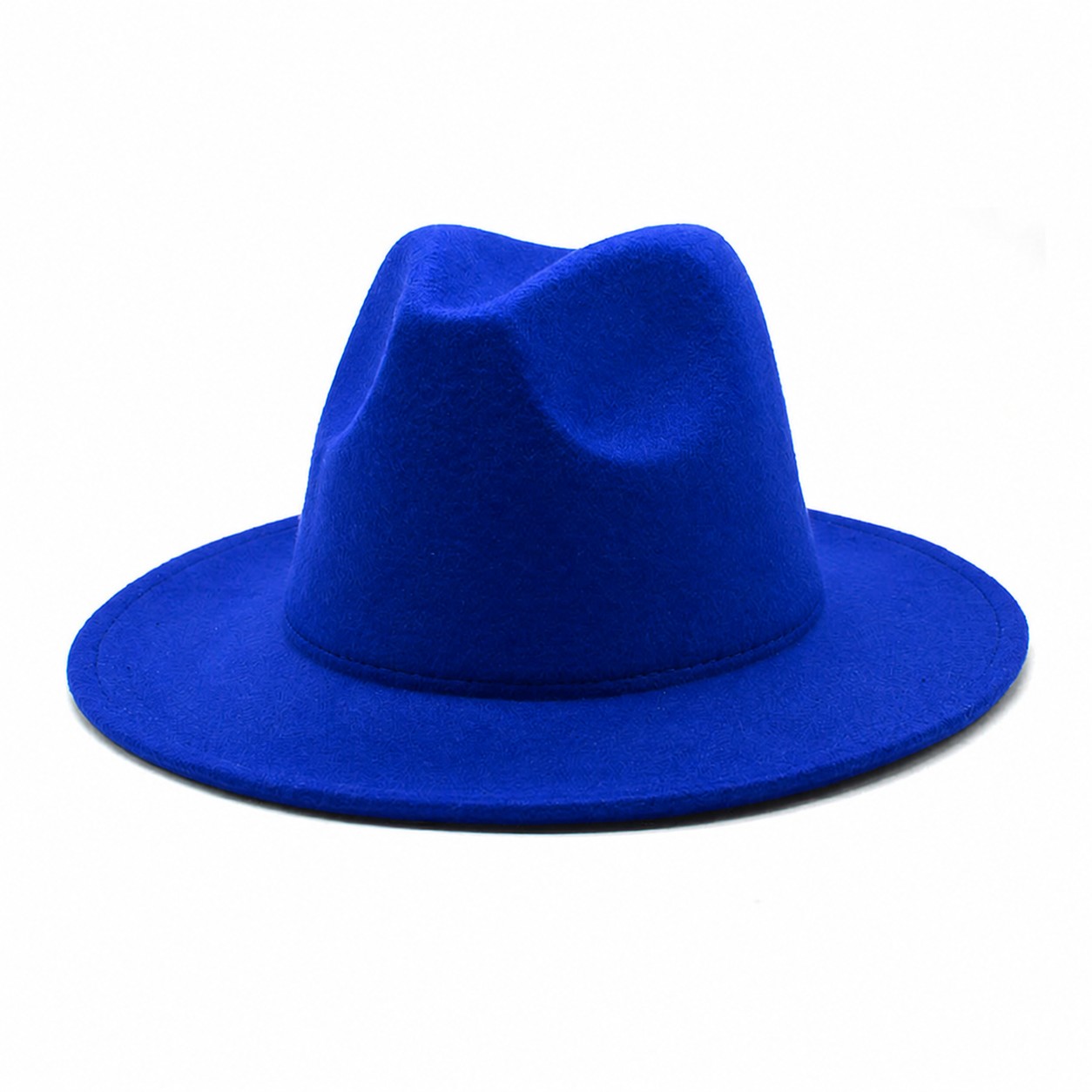 Polyester Wide Brim Fedora Hat — Royal Blue