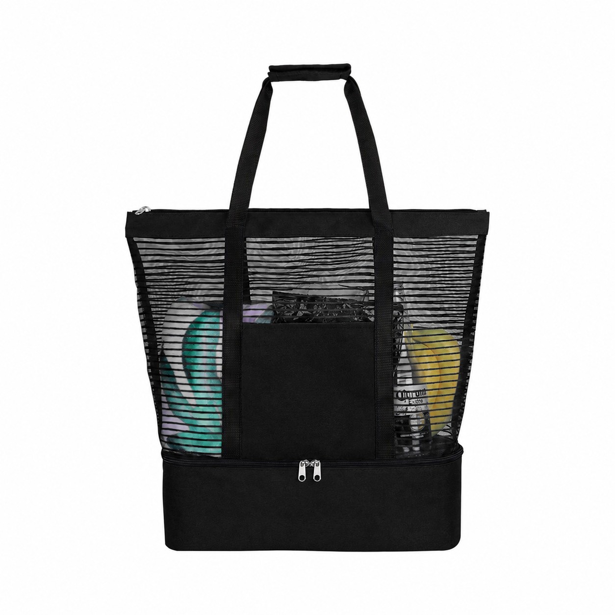 600D Mesh Beach Cooler Tote — Black