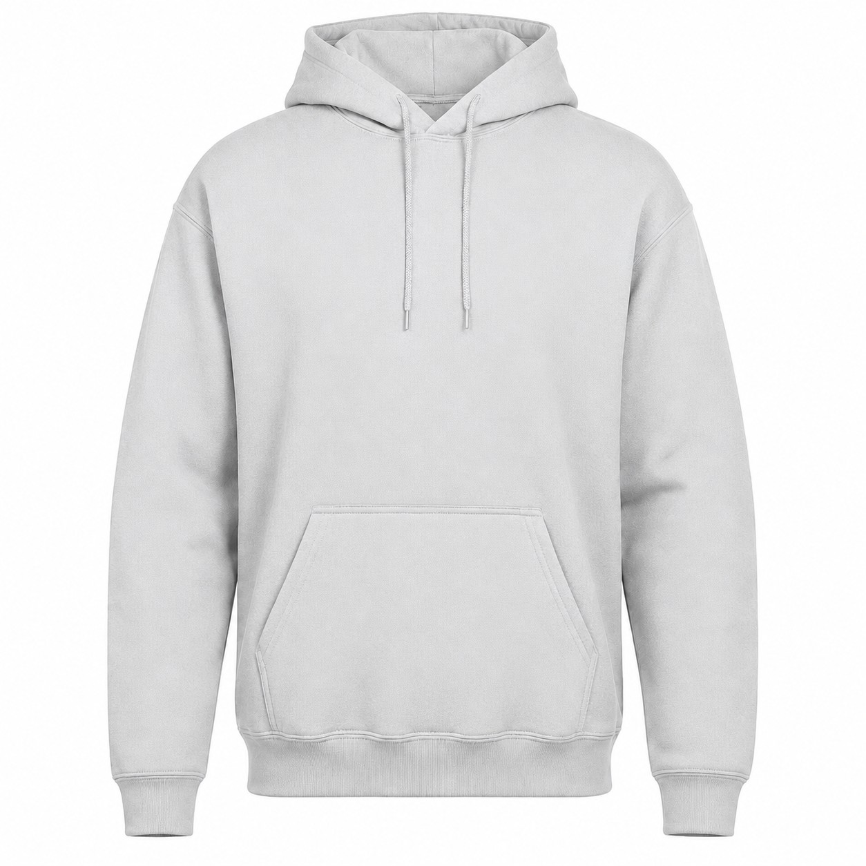Cotton Polyester Blend Pullover Hooded Sweatshirt — Silver