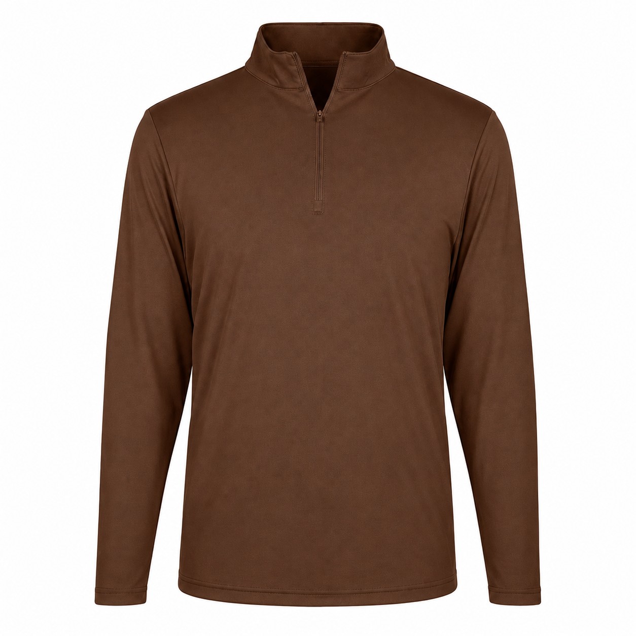 Polyester Jersey Quarter Zip Pullover — Brown