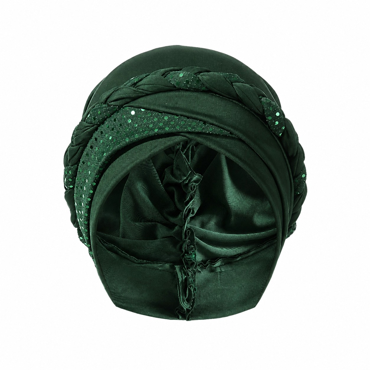 Cross Braid Polyester Turban Hat — Dark Green