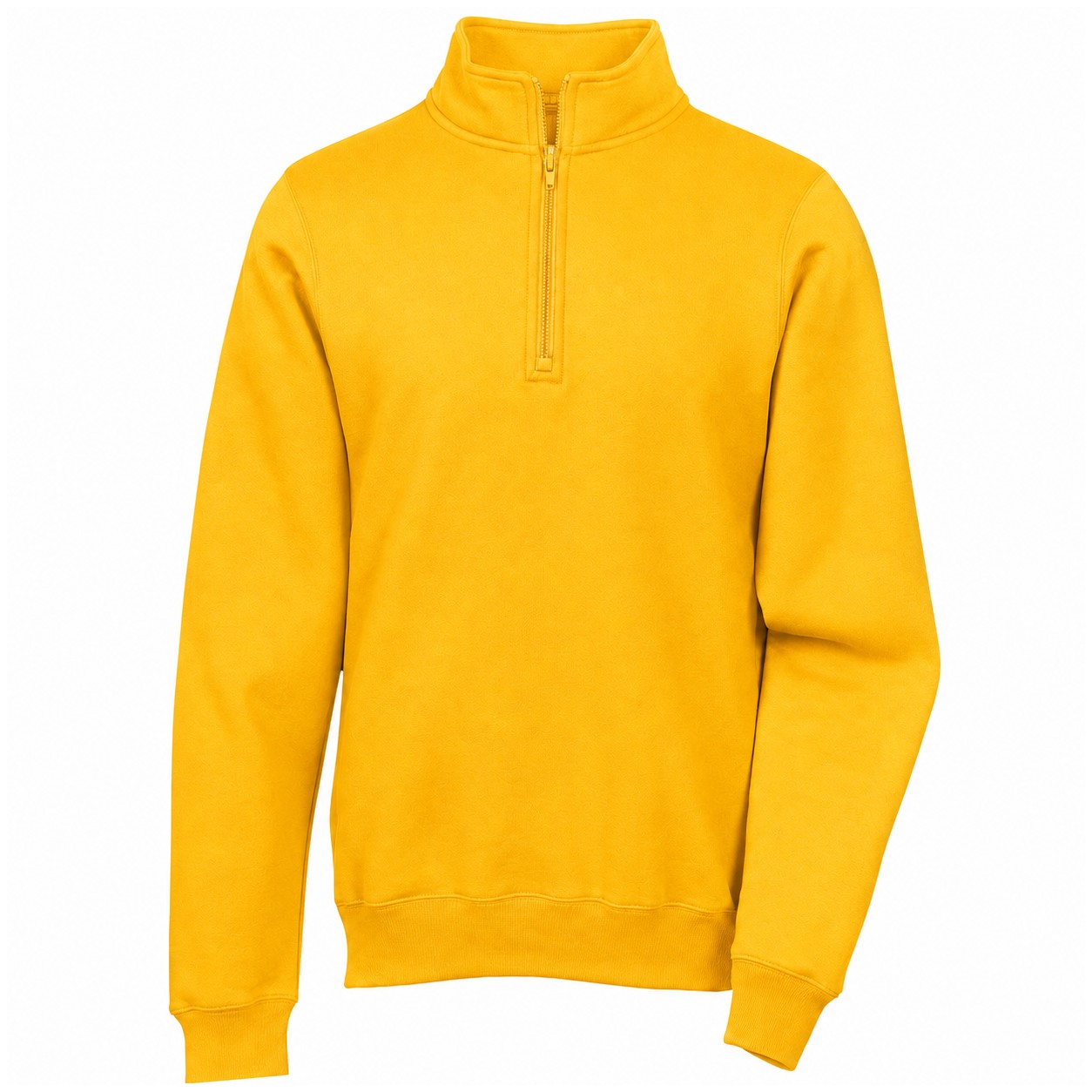Cotton Polyester Quarter Zip Fleece Pullover — Yellow