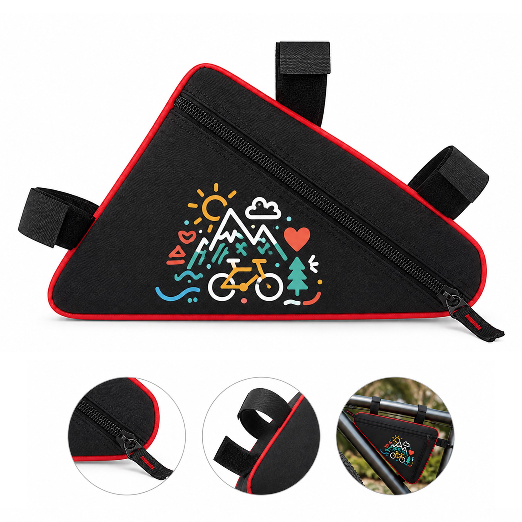 Oxford Fabric Zippered Bicycle Frame Bag