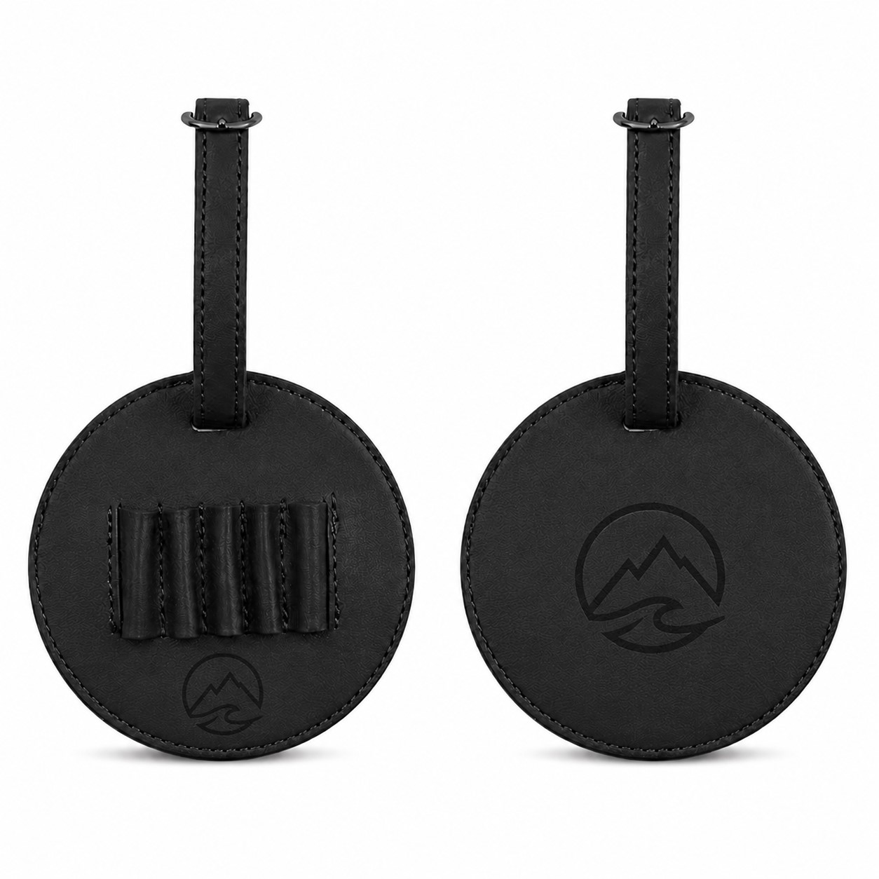 Circular Leather Golf Tee Carrier With Clip