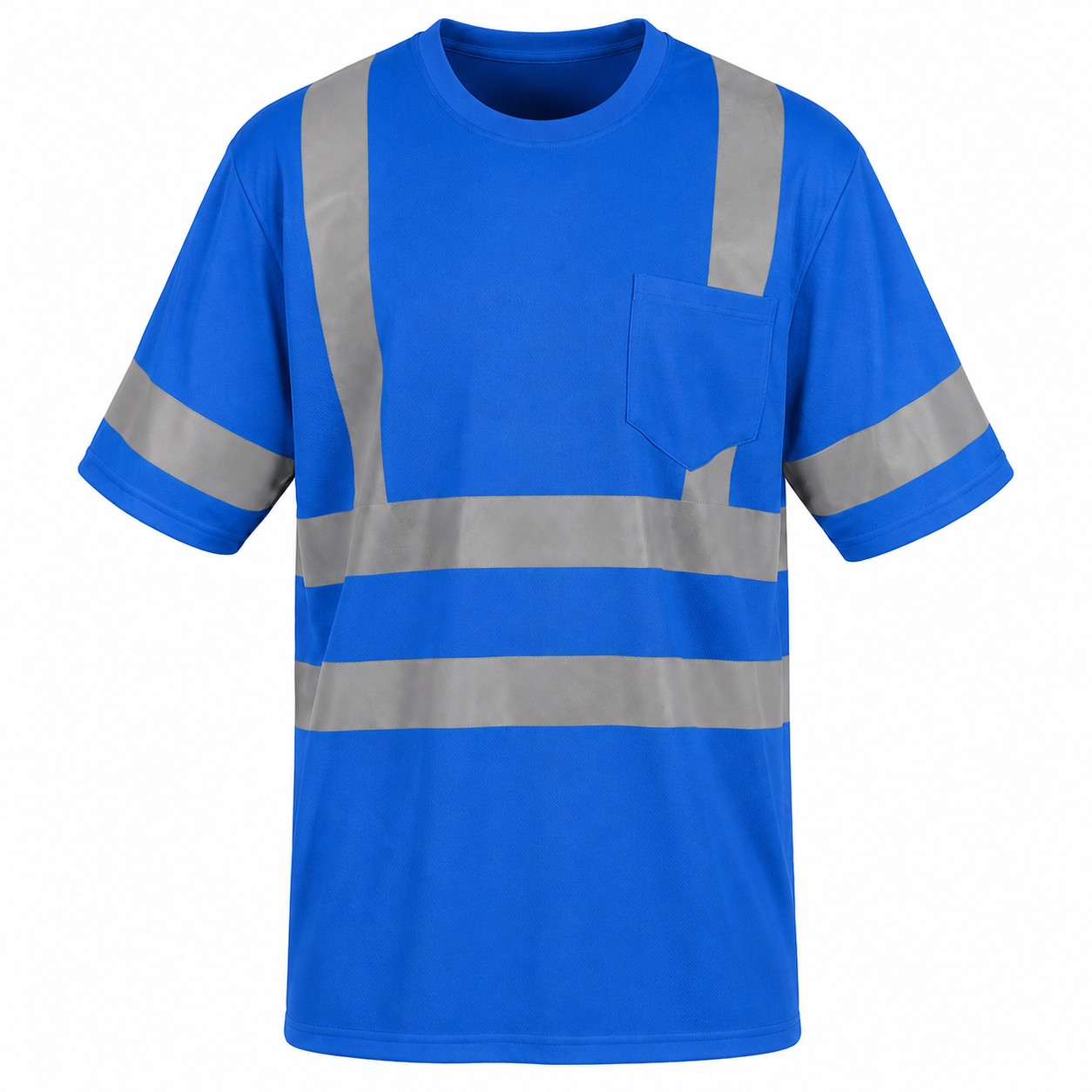 High Visibility Polyester Pocket Tee — Blue