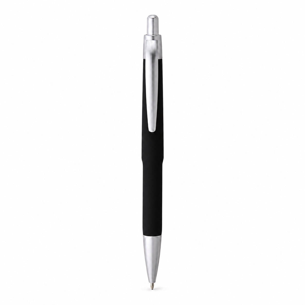 Plastic Metal Retractable Pen With Refills — Black