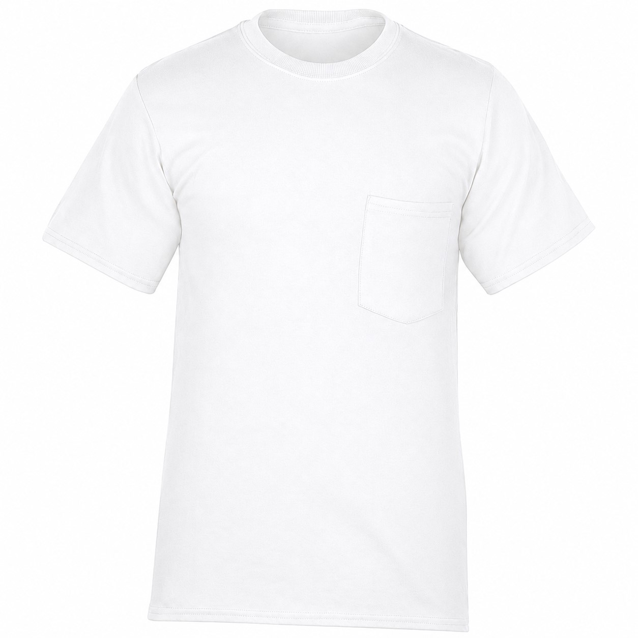 Cotton Pocket Crewneck T Shirt — White