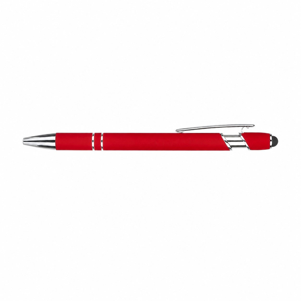 Soft Barrel Metal Stylus Ballpoint Pen — Scarlet Red
