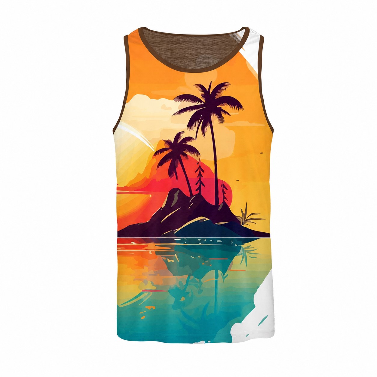 Birdseye Mesh Performance Tank Top — Brown