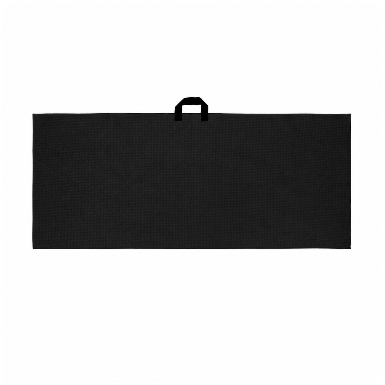 Waffle Golf Towel With Webbing Loop — Black