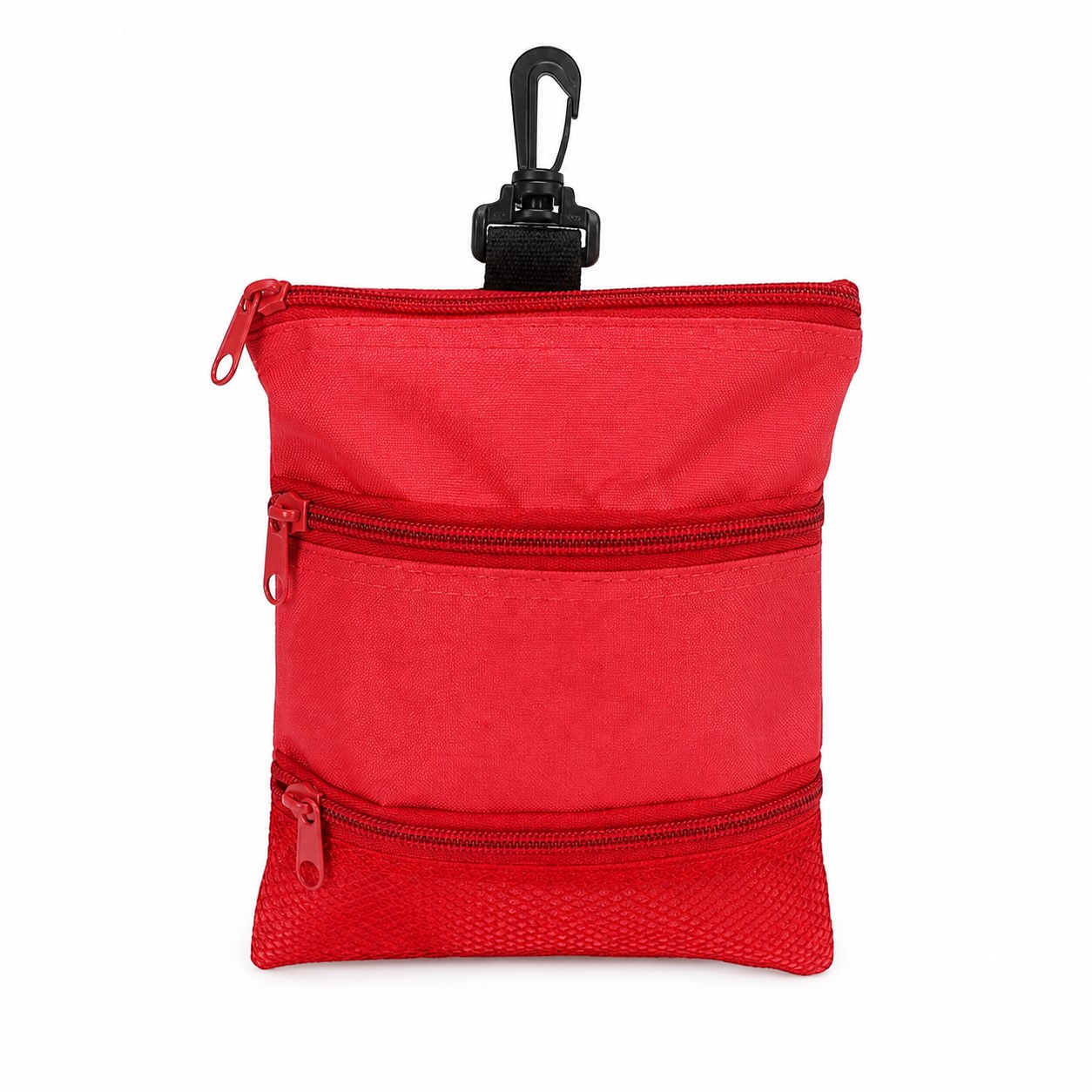 Nylon Golf Accessory Pouch With Triple Zipper Storage — view 2