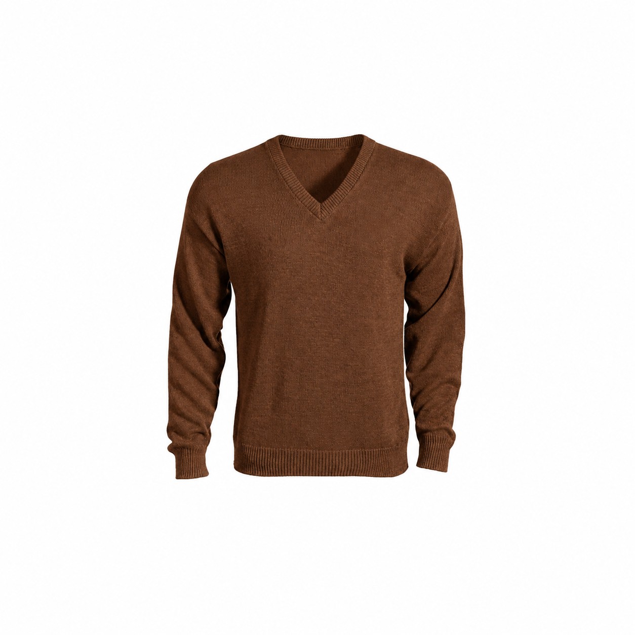 Women's Long Sleeve V-Neck Cotton Blend Shirt — Brown