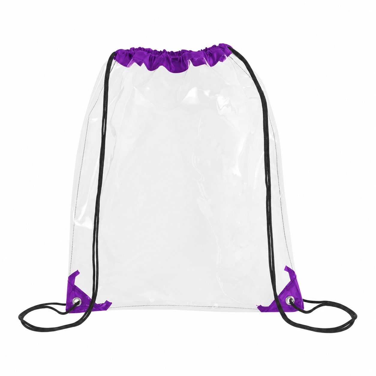 Metal Grommets Clear Drawstring Bag — Purple