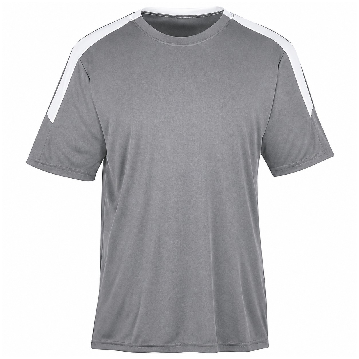 Polyester Contrast Stripe Crewneck Shirt — Gray
