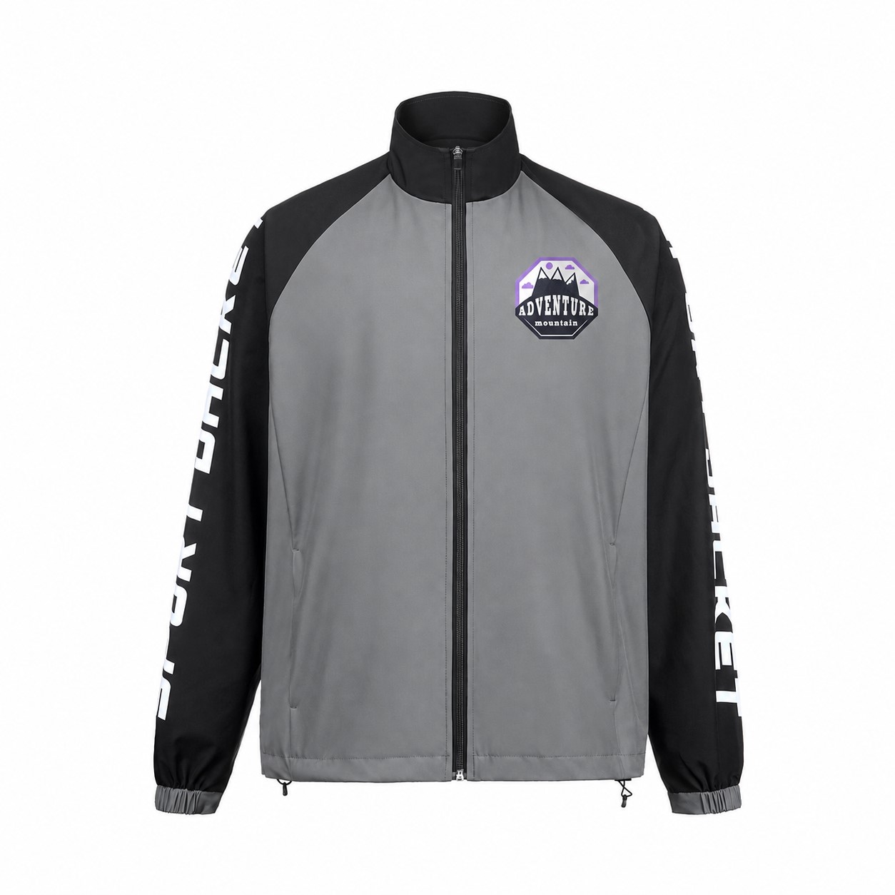 Lightweight Polyester Full-Zip Track Jacket — Gray