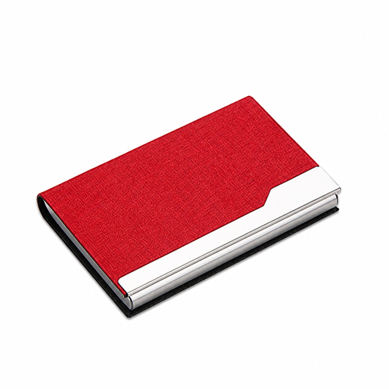 PU Stainless Card Holder Case — Red