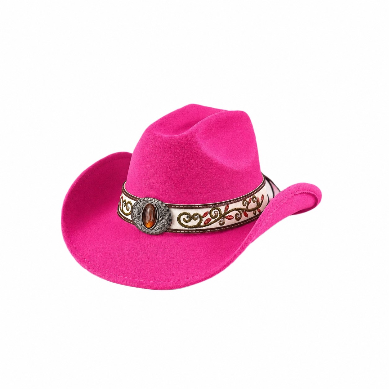 Polyester Felt Cowgirl Hat — Magenta Pink