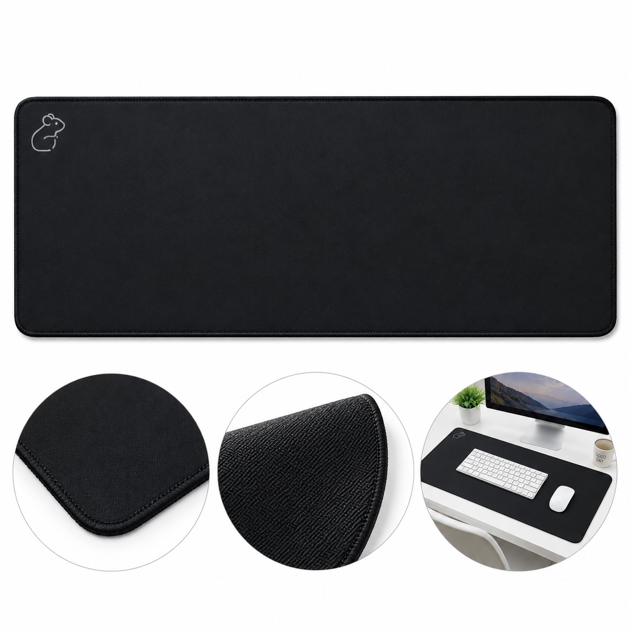 Oversized Stitched Rubber Desk Mouse Pad