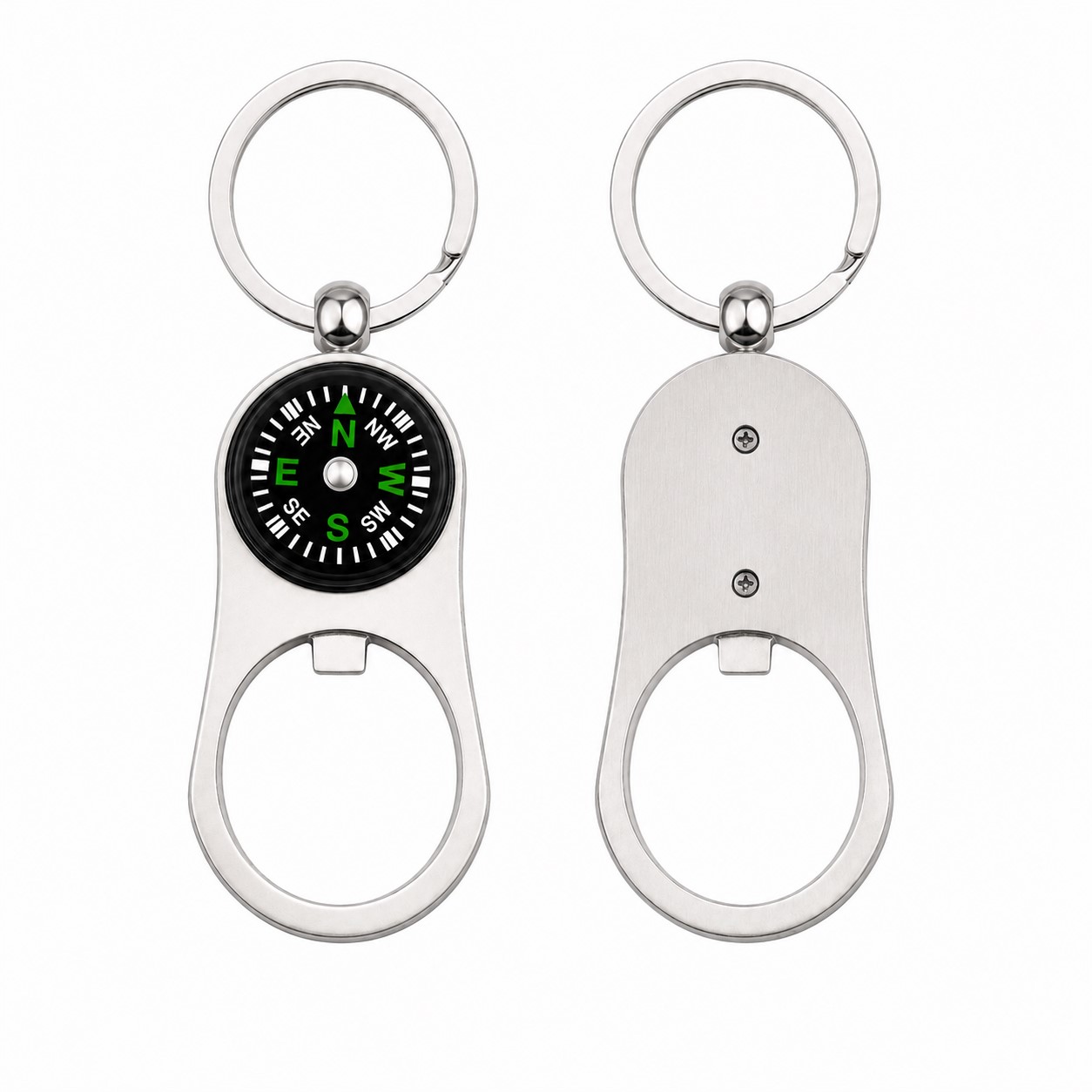 Steel Compass Bottle Opener Keychain