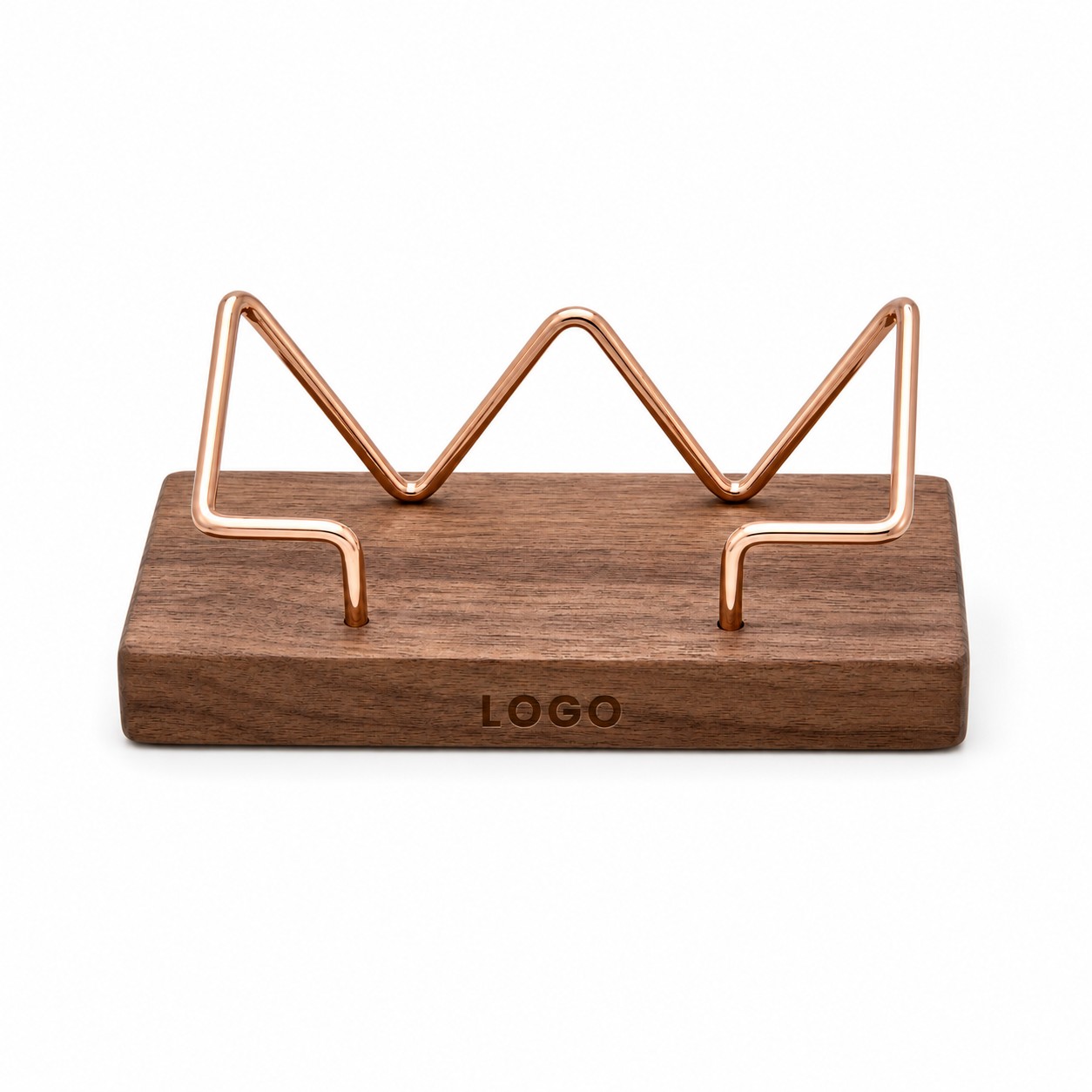 Wood And Metal Desktop Business Card Holder
