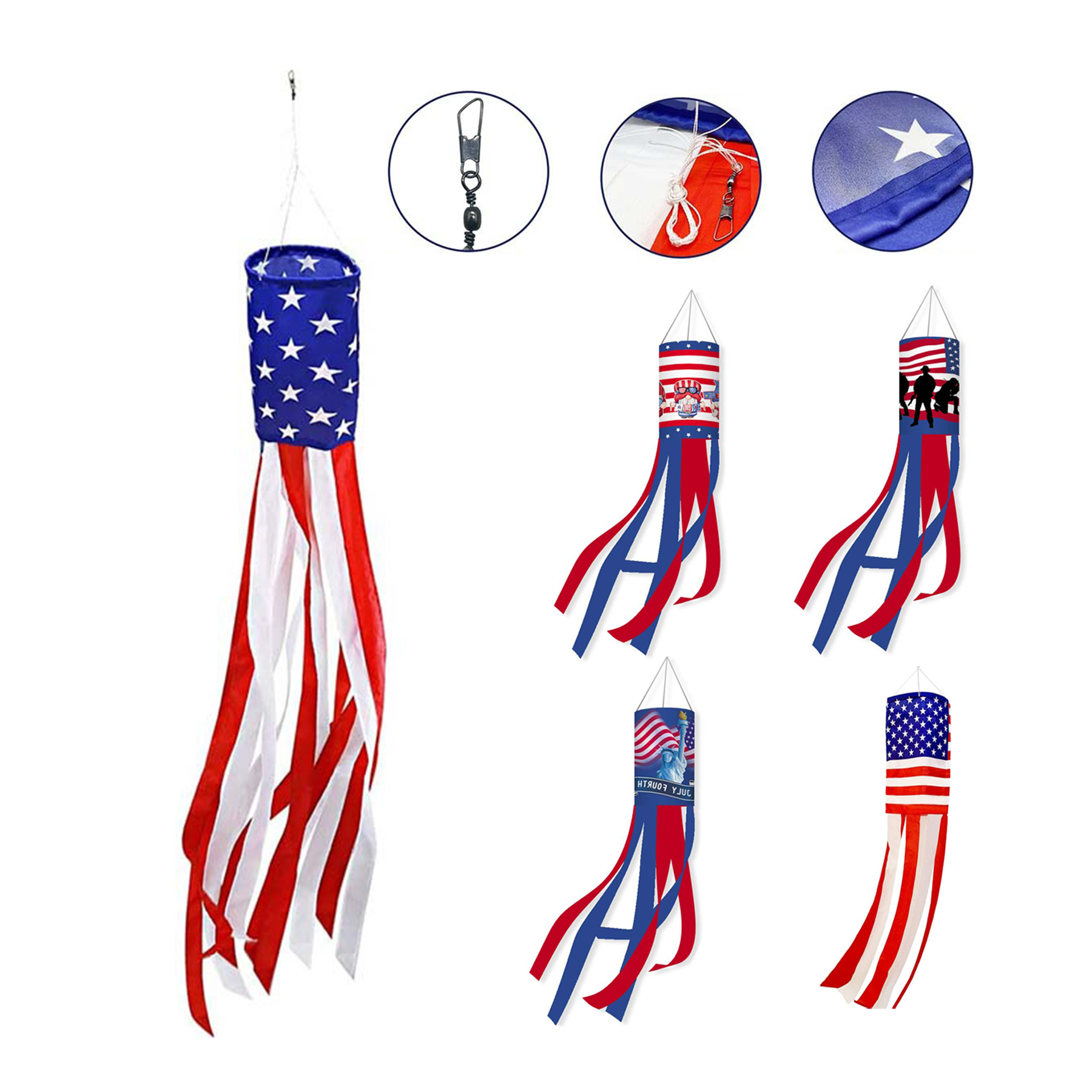 Patriotic Polyester Hanging Windsock