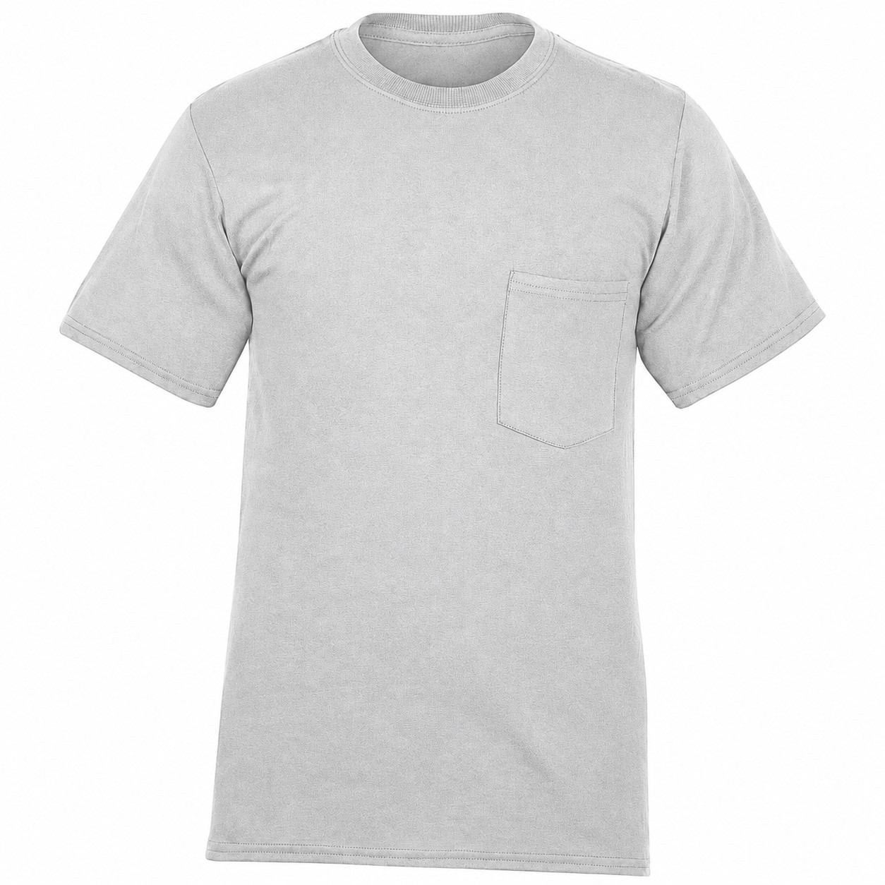 Cotton Pocket Crewneck T Shirt — Silver