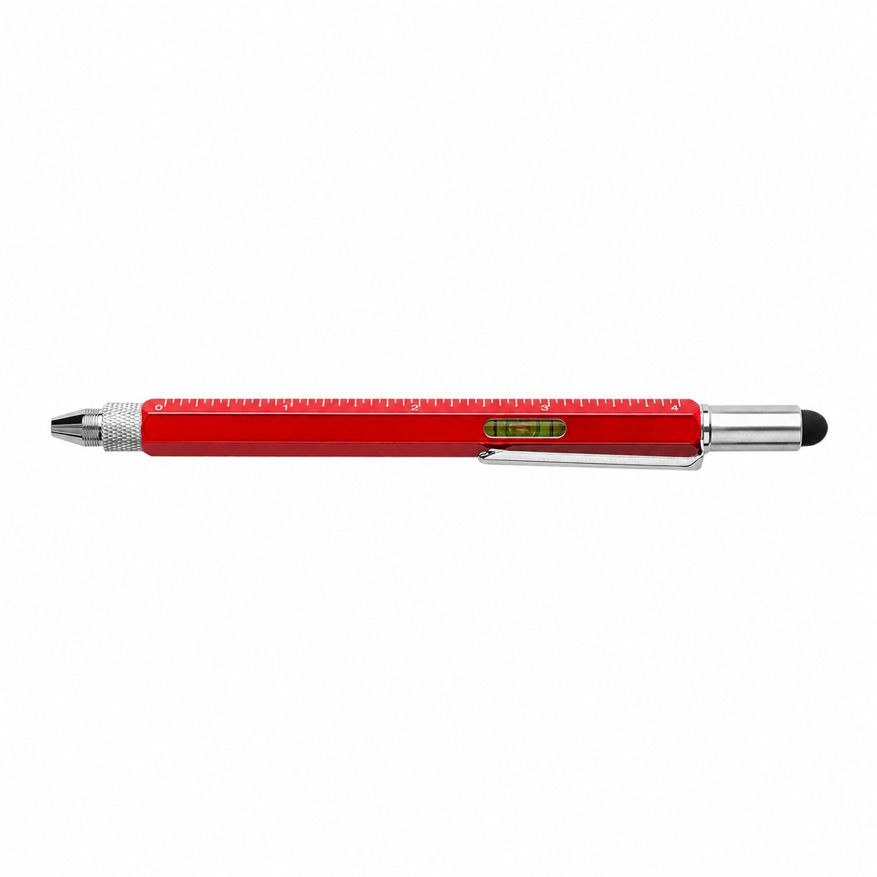 Aluminum Stylus Level Tool Pen — Red