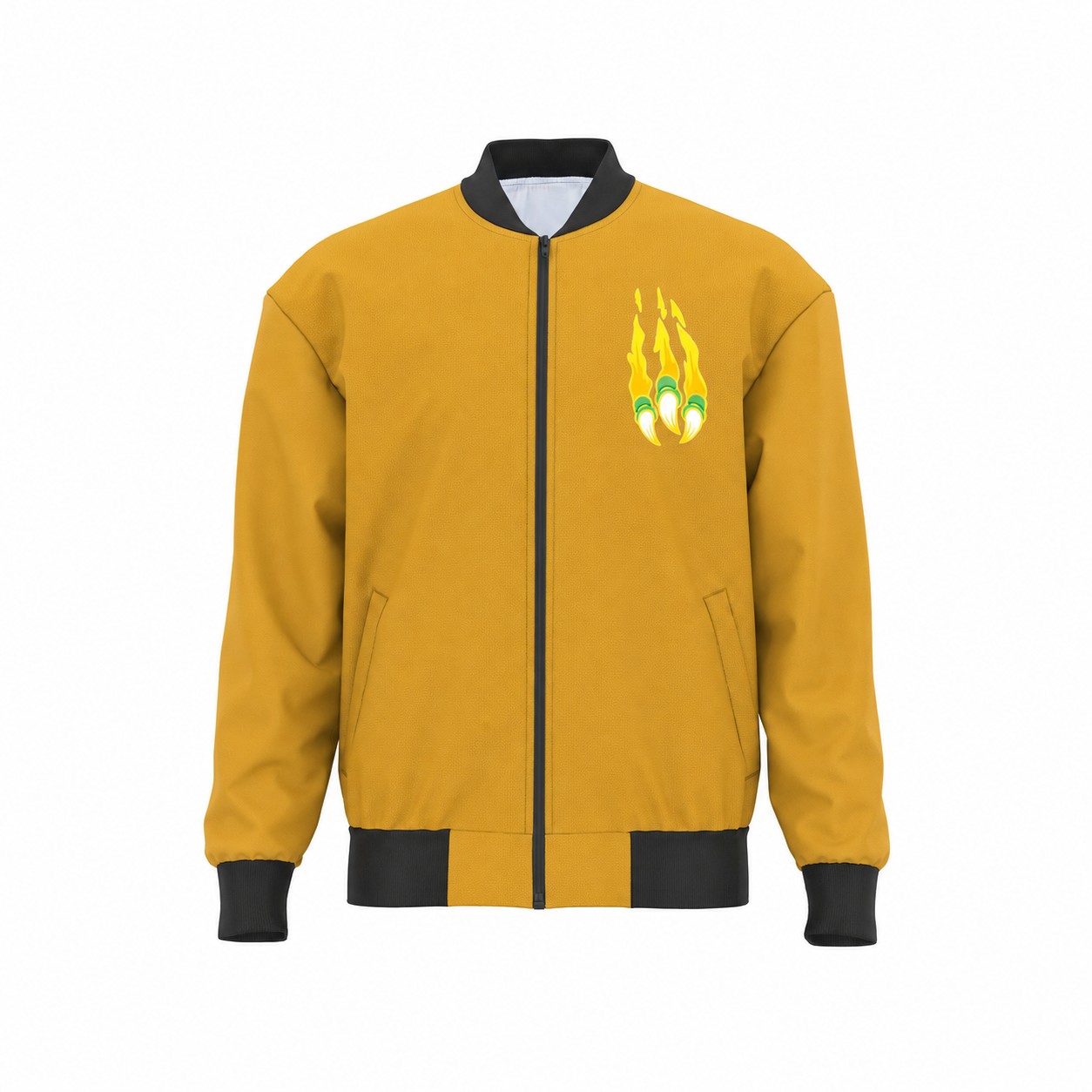 Polyester Smooth Surface Bomber Jacket — Gold