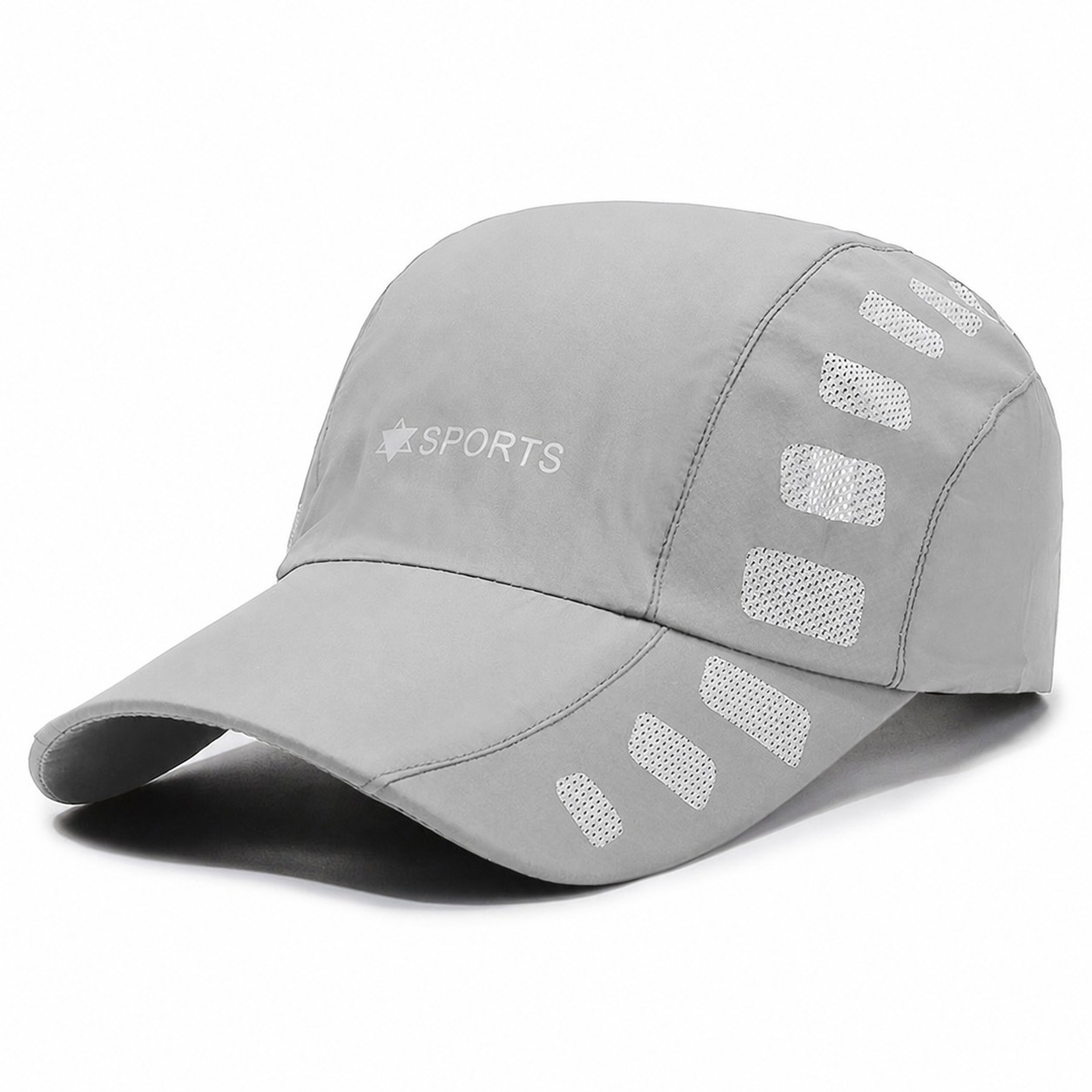 Vented Polyester Running Cap — Light Gray