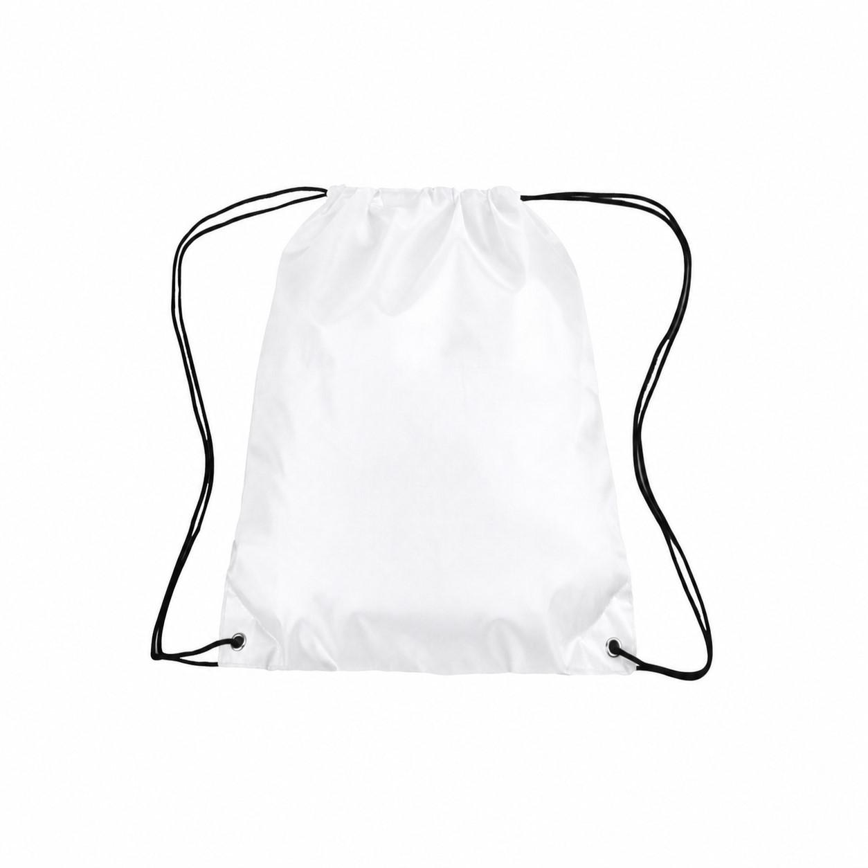 210D Polyester Classic Drawstring Bag — White