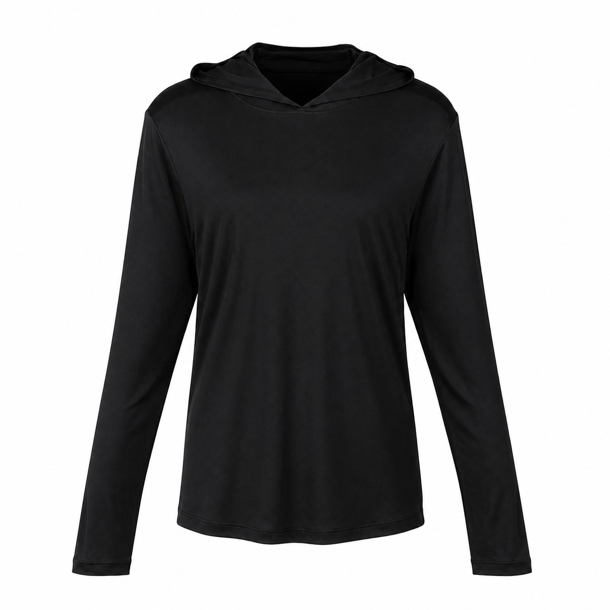 Polyester Hooded Sun Shirt — Black
