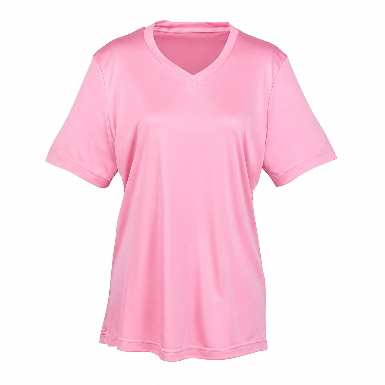 Ladies Polyester V Neck Shirt — Pink